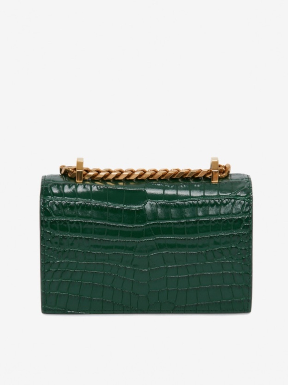 ALEXANDER MCQUEEN ‘Mini Jeweled Croc Satchel’ in Emerald/Gold - Picture 4 of 14
